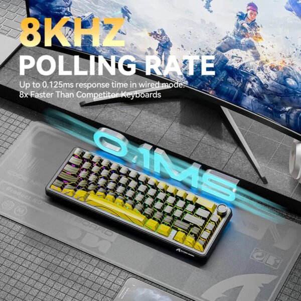Attack Shark X65Pro Tri-Mode RGB Mechanical Keyboard with Knob – Magnetic Switch – White Contours