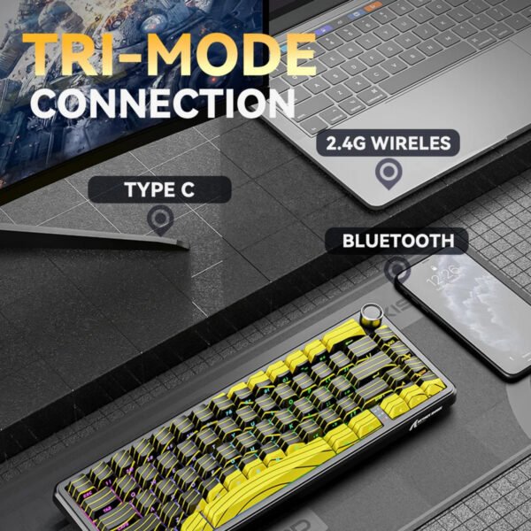 Attack Shark X65Pro Tri-Mode RGB Mechanical Keyboard with Knob – Magnetic Switch – White Contours